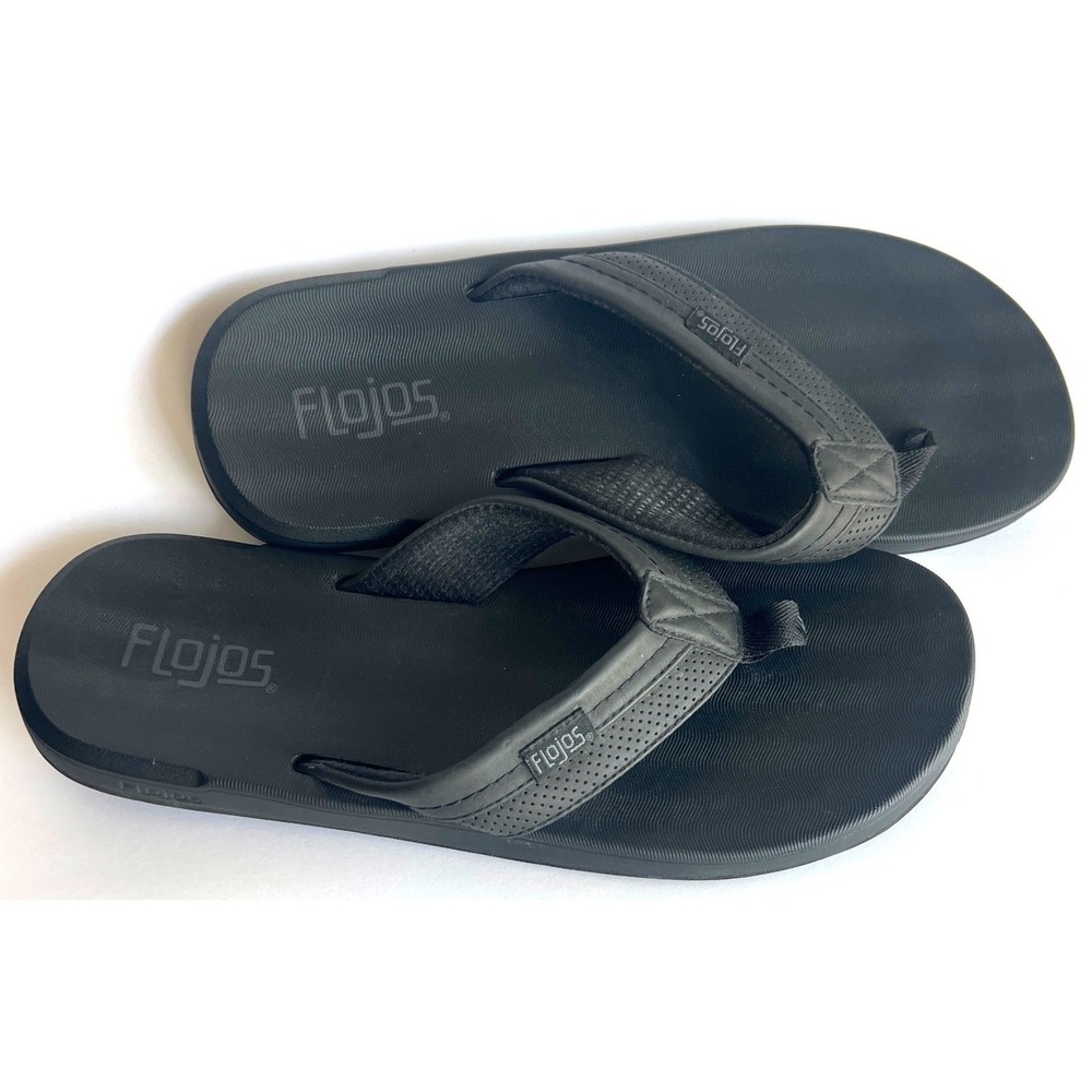 Flojos Mens Black Flip Flop Sandals Thong Beach Shoes Size 11